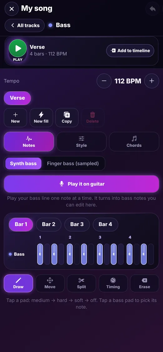Bass line editor